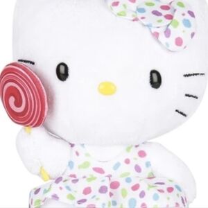 Hello Kitty Beanie Baby With Lollipop & Confetti Dress & Bow Stuffed Animal
